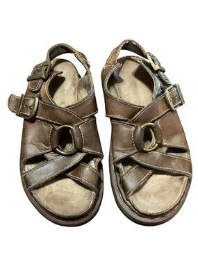 VTG Dr Martens Platform Leather Fisherman Sandals Brass Ring England US 8 Womens
